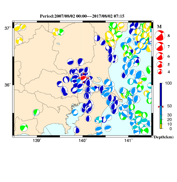 過去に起きた地震のＣＭＴ解