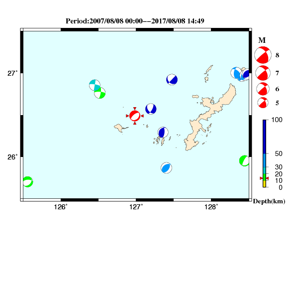 過去に起きた地震のＣＭＴ解