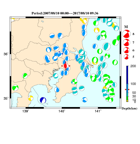 過去に起きた地震のＣＭＴ解
