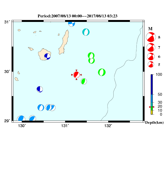 過去に起きた地震のＣＭＴ解