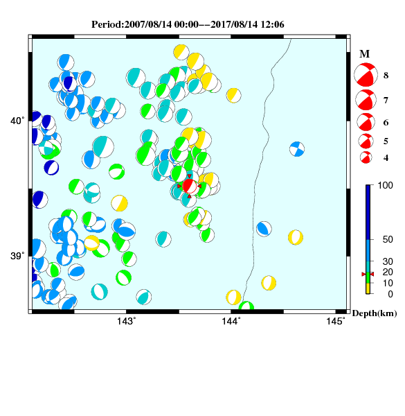 過去に起きた地震のＣＭＴ解