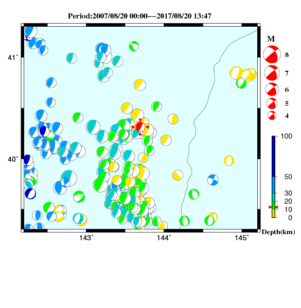 過去に起きた地震のＣＭＴ解