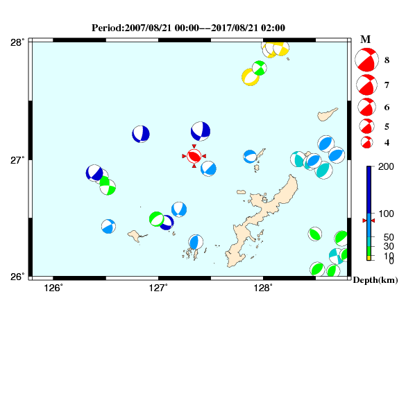 過去に起きた地震のＣＭＴ解