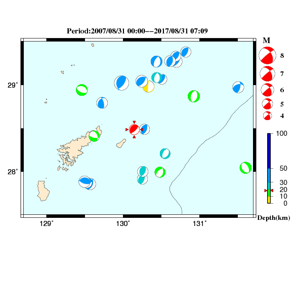 過去に起きた地震のＣＭＴ解
