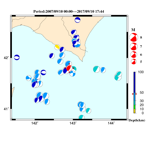 過去に起きた地震のＣＭＴ解