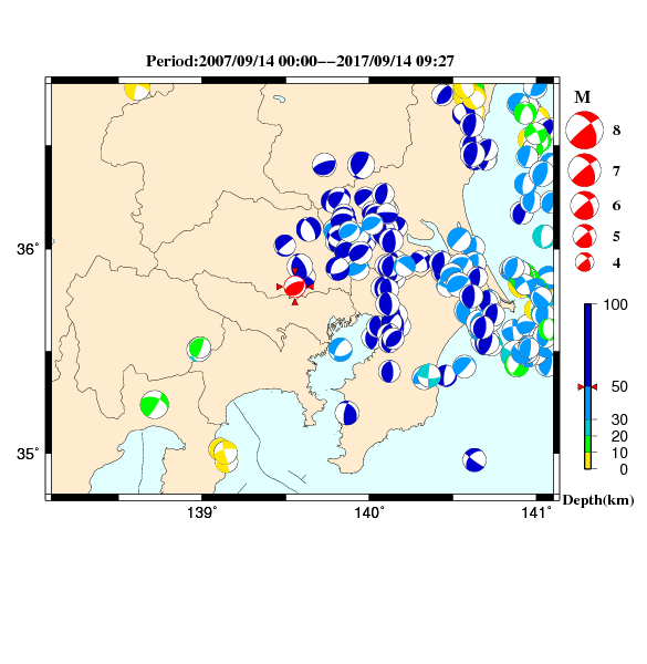 過去に起きた地震のＣＭＴ解
