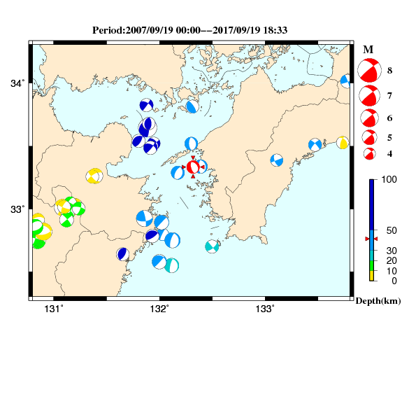 過去に起きた地震のＣＭＴ解