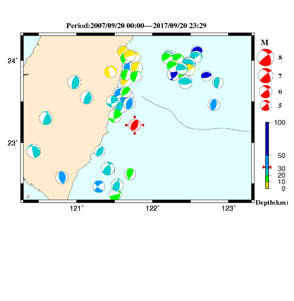 過去に起きた地震のＣＭＴ解
