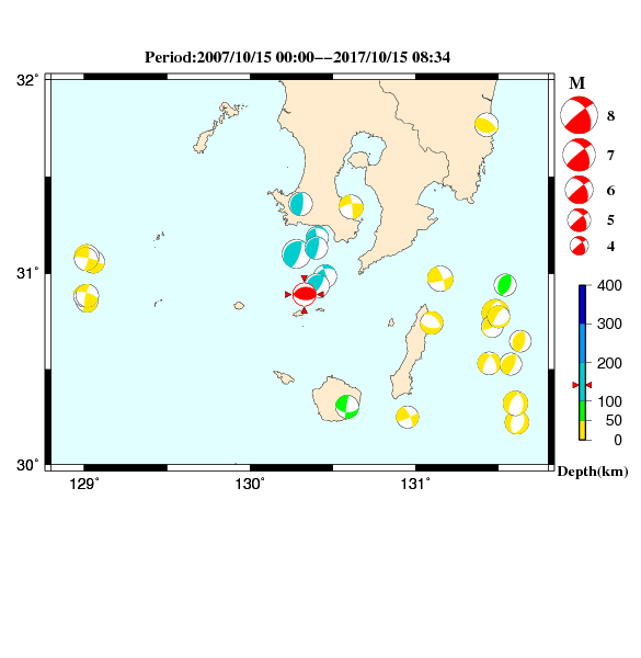 過去に起きた地震のＣＭＴ解