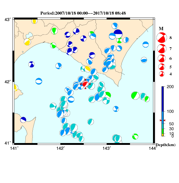 過去に起きた地震のＣＭＴ解