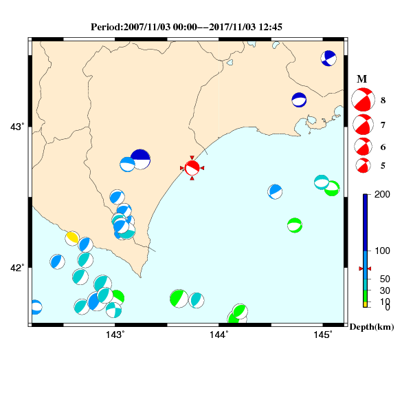 過去に起きた地震のＣＭＴ解