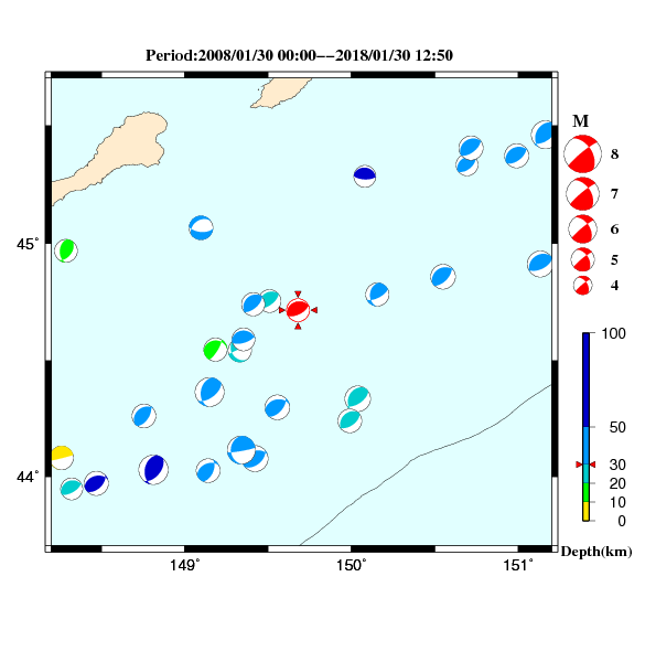 過去に起きた地震のＣＭＴ解