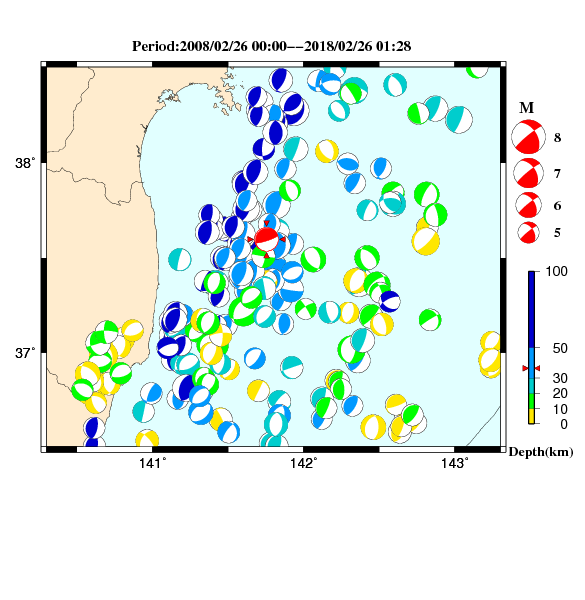過去に起きた地震のＣＭＴ解