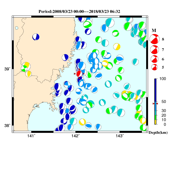 過去に起きた地震のＣＭＴ解