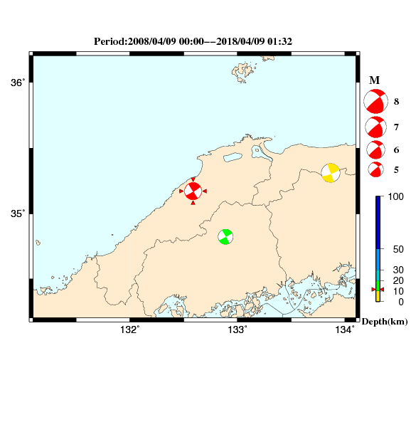 過去に起きた地震のＣＭＴ解