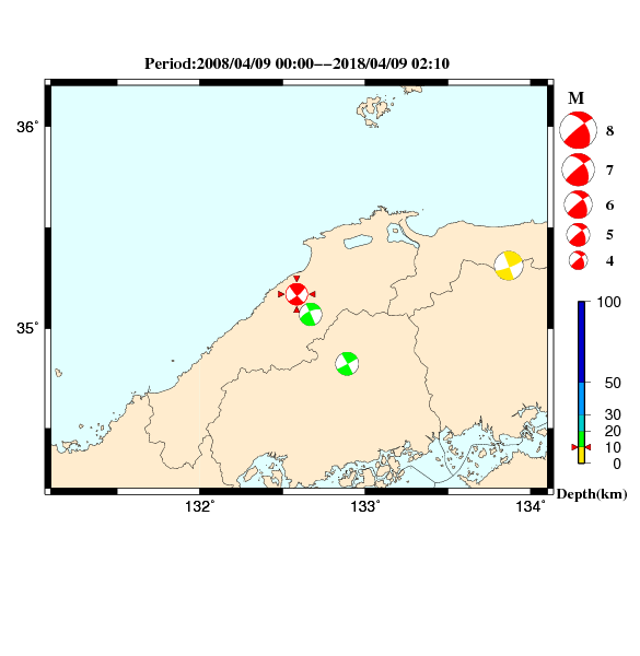 過去に起きた地震のＣＭＴ解