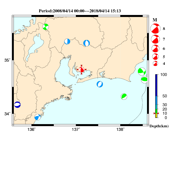 過去に起きた地震のＣＭＴ解