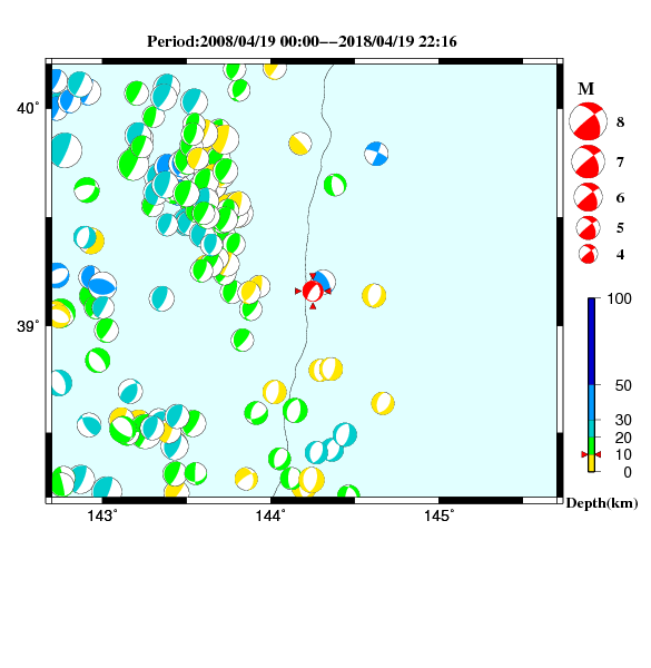 過去に起きた地震のＣＭＴ解