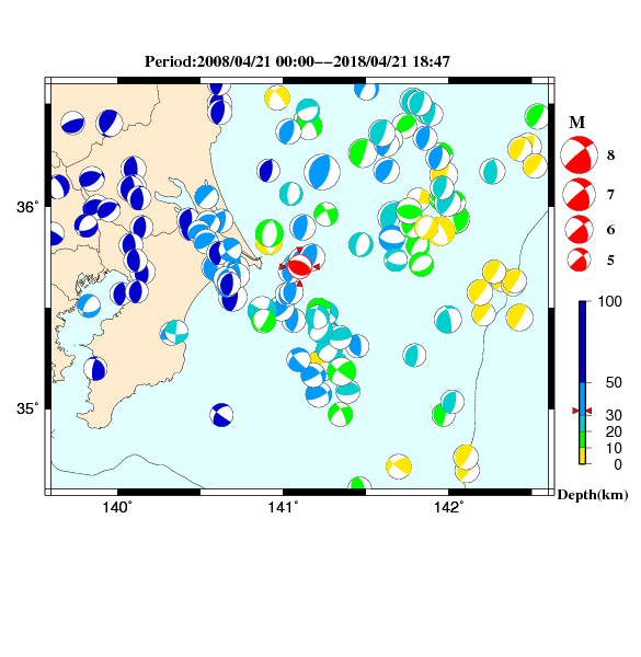 過去に起きた地震のＣＭＴ解