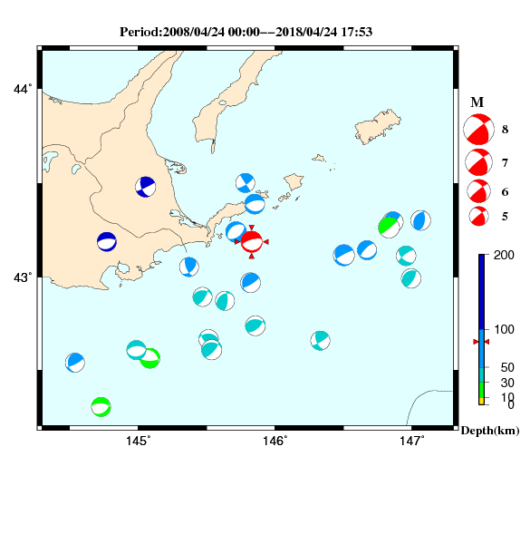 過去に起きた地震のＣＭＴ解