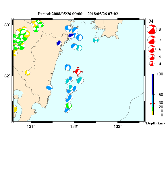 過去に起きた地震のＣＭＴ解