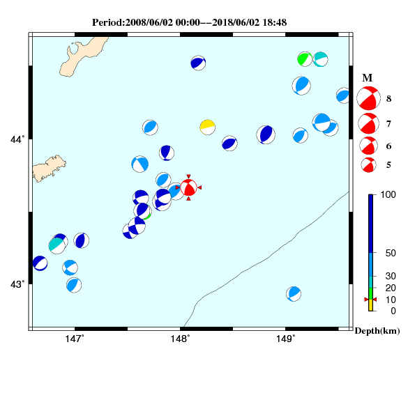 過去に起きた地震のＣＭＴ解