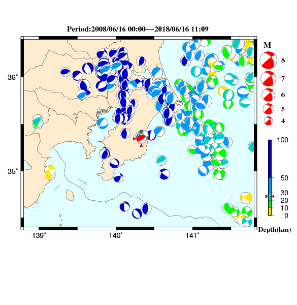過去に起きた地震のＣＭＴ解