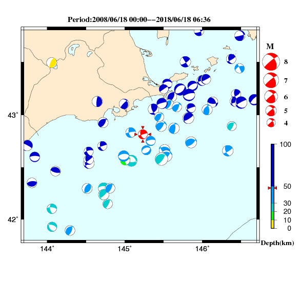 過去に起きた地震のＣＭＴ解