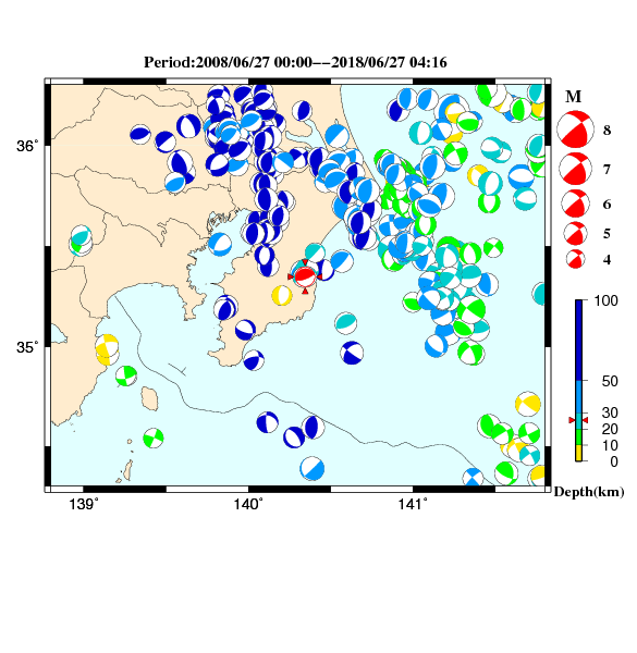 過去に起きた地震のＣＭＴ解