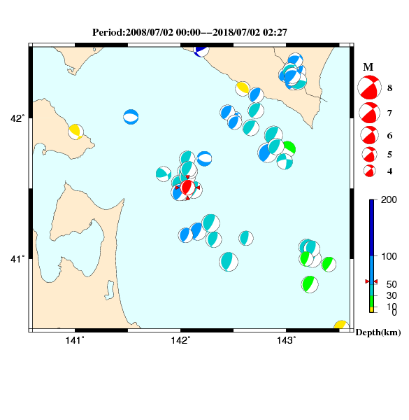 過去に起きた地震のＣＭＴ解
