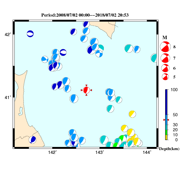 過去に起きた地震のＣＭＴ解
