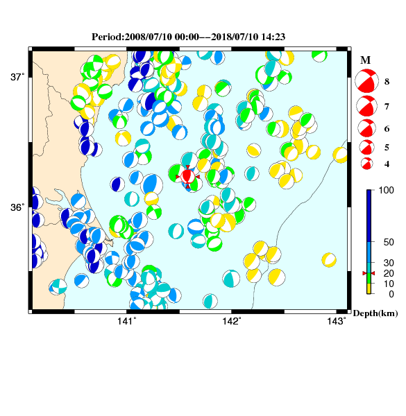 過去に起きた地震のＣＭＴ解
