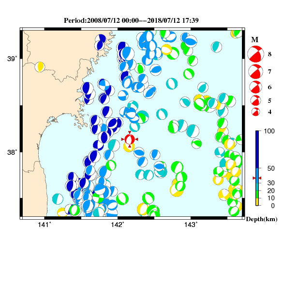過去に起きた地震のＣＭＴ解