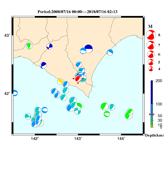 過去に起きた地震のＣＭＴ解