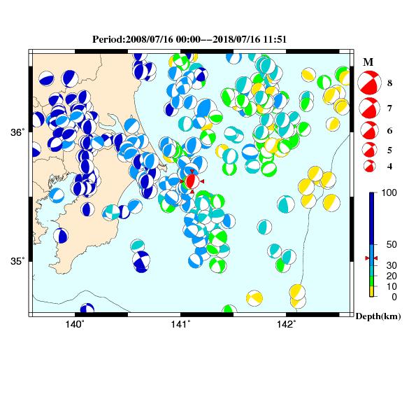 過去に起きた地震のＣＭＴ解