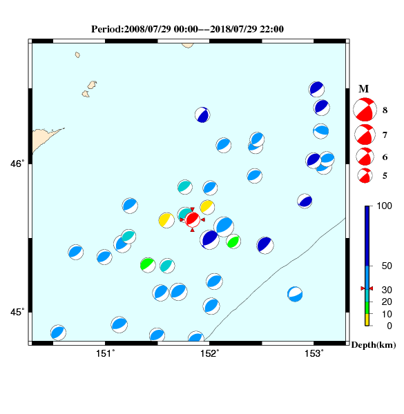 過去に起きた地震のＣＭＴ解