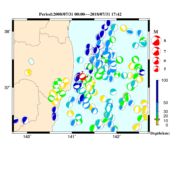 過去に起きた地震のＣＭＴ解
