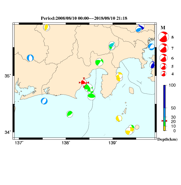 過去に起きた地震のＣＭＴ解