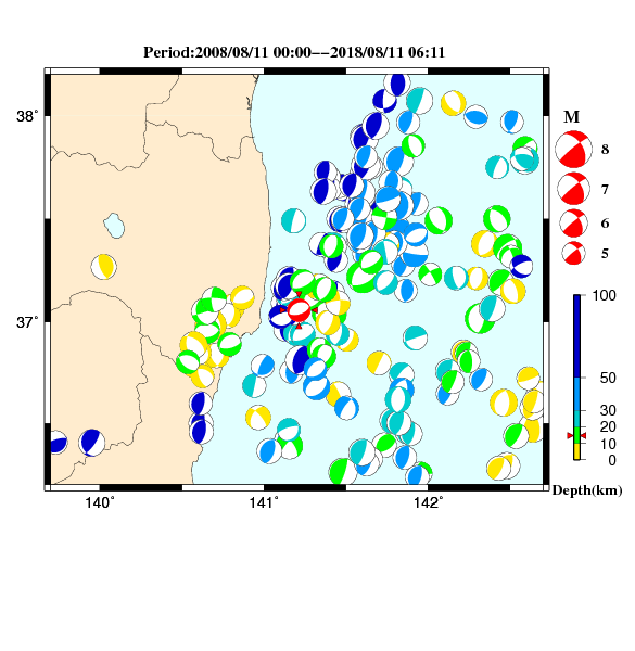 過去に起きた地震のＣＭＴ解