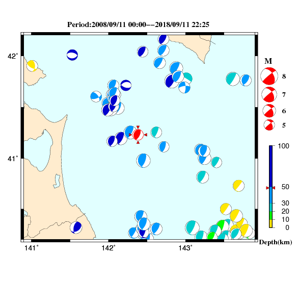 過去に起きた地震のＣＭＴ解