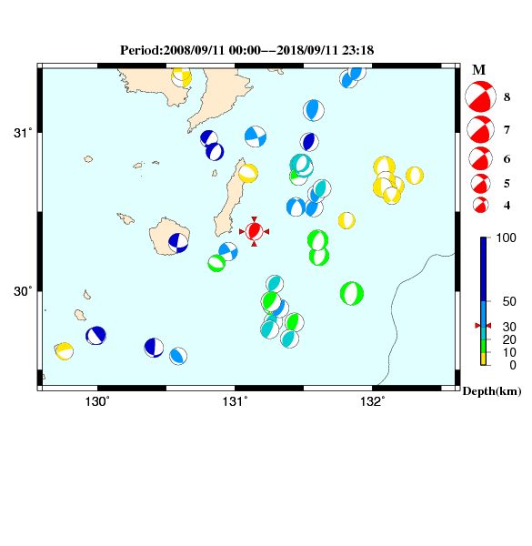 過去に起きた地震のＣＭＴ解