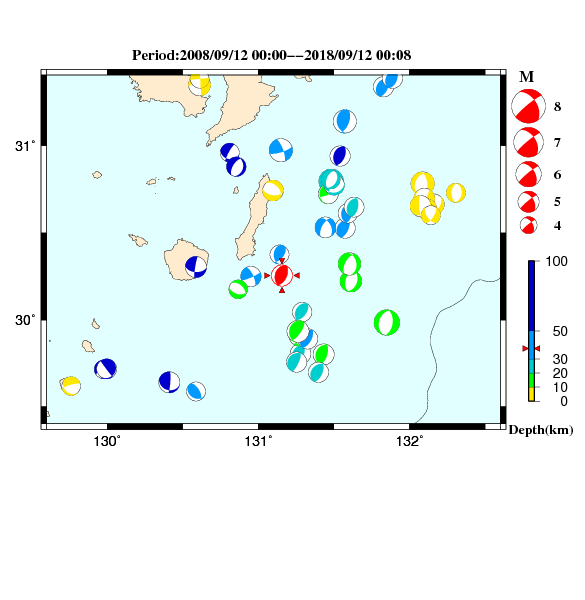 過去に起きた地震のＣＭＴ解