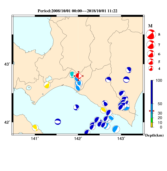 過去に起きた地震のＣＭＴ解