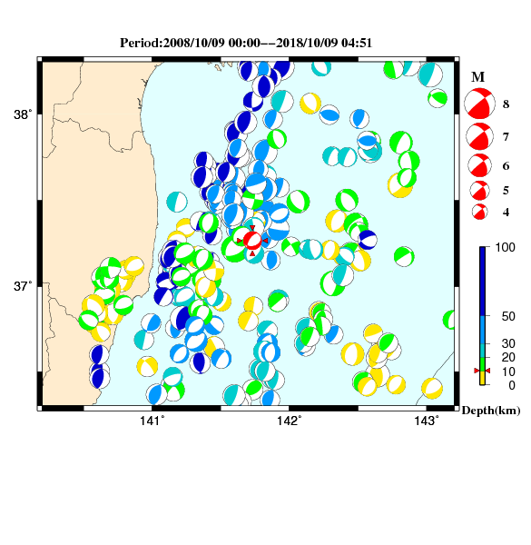 過去に起きた地震のＣＭＴ解