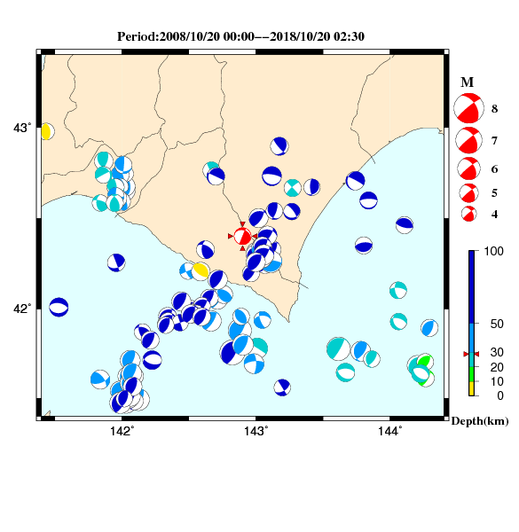 過去に起きた地震のＣＭＴ解