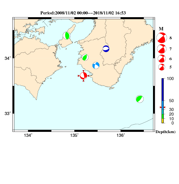 過去に起きた地震のＣＭＴ解