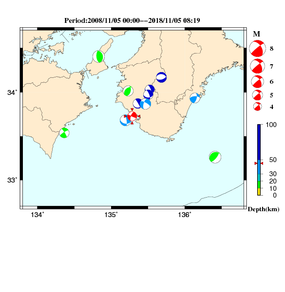 過去に起きた地震のＣＭＴ解