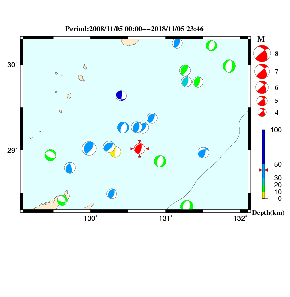 過去に起きた地震のＣＭＴ解
