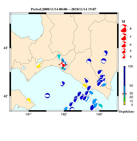 過去に起きた地震のＣＭＴ解