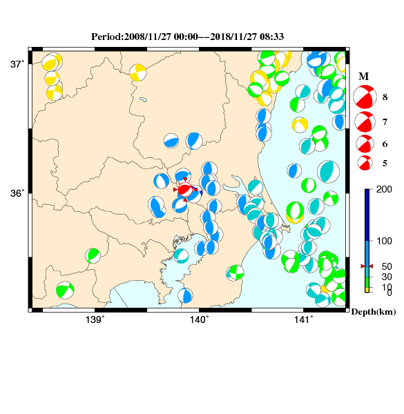 過去に起きた地震のＣＭＴ解